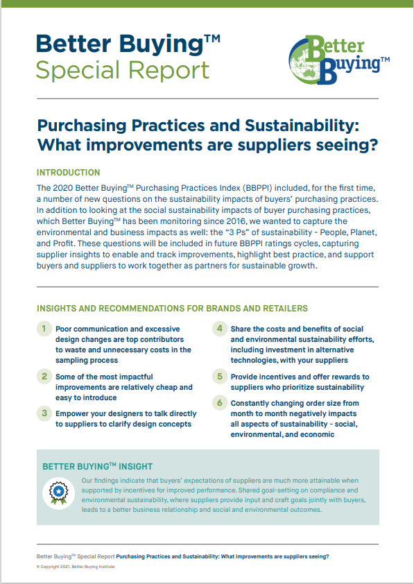 Purchasing Practices and Sustainability: What improvements are suppliers seeing?