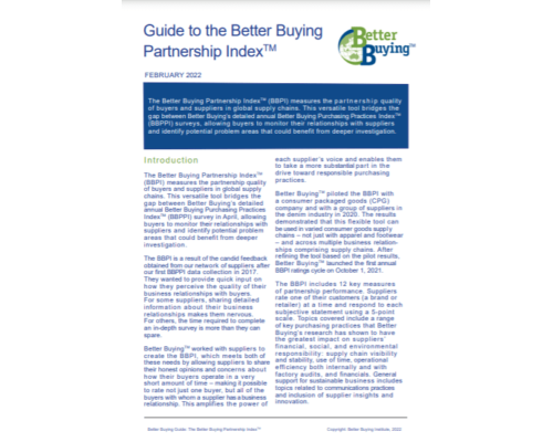 Guide to the Better Buying Partnership Index TM