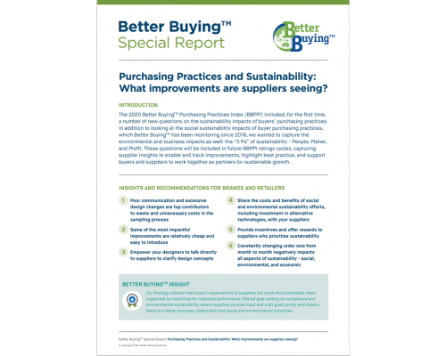 Purchasing Practices and Sustainability: What improvements are suppliers seeing?